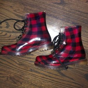 COPY - Red Plaid🔴Rain Boots☔️